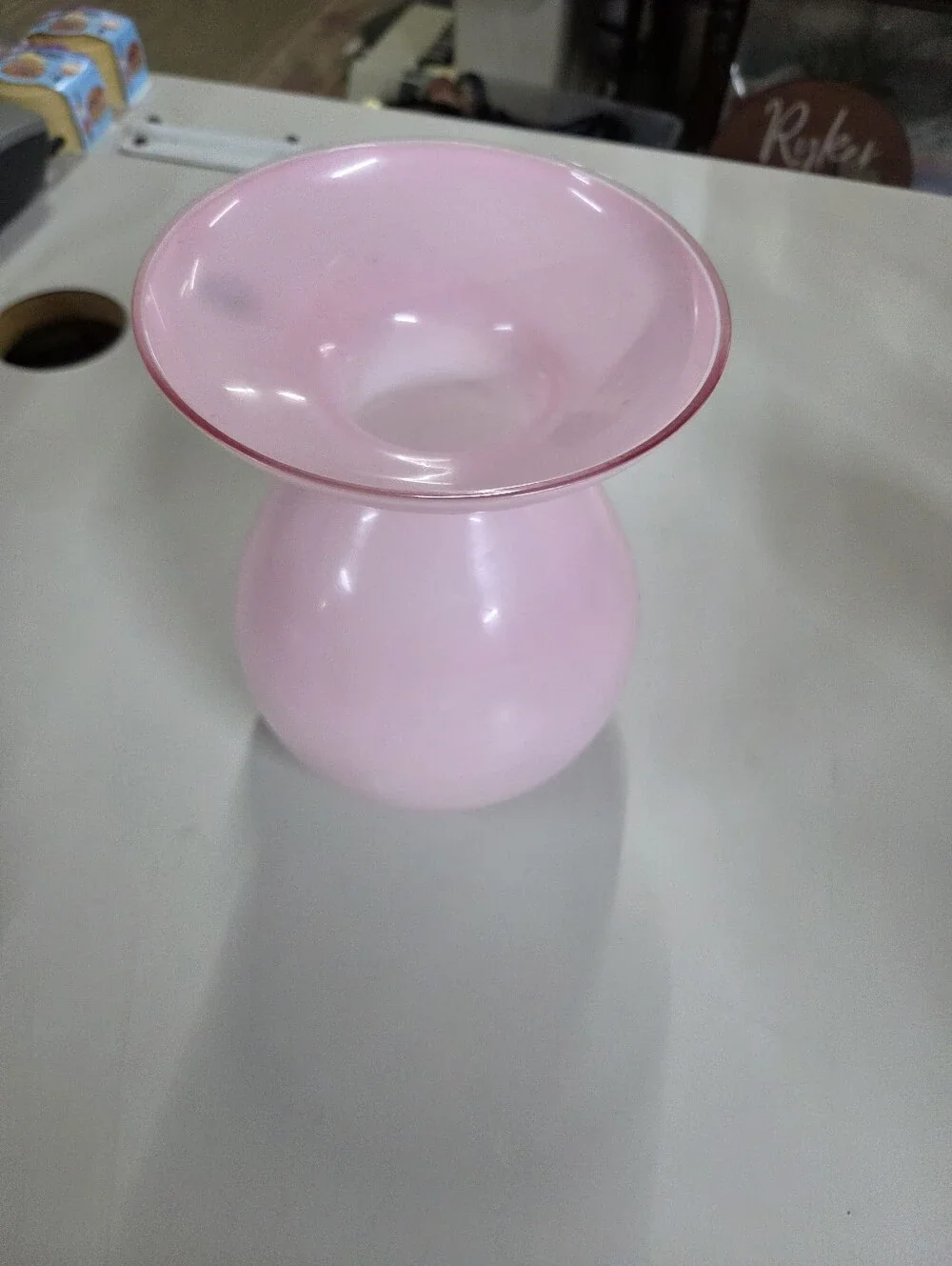 IKEA Vintage Pink Art Glass Vase Barbro Wesslander Pia Amsell Mid Century Modern